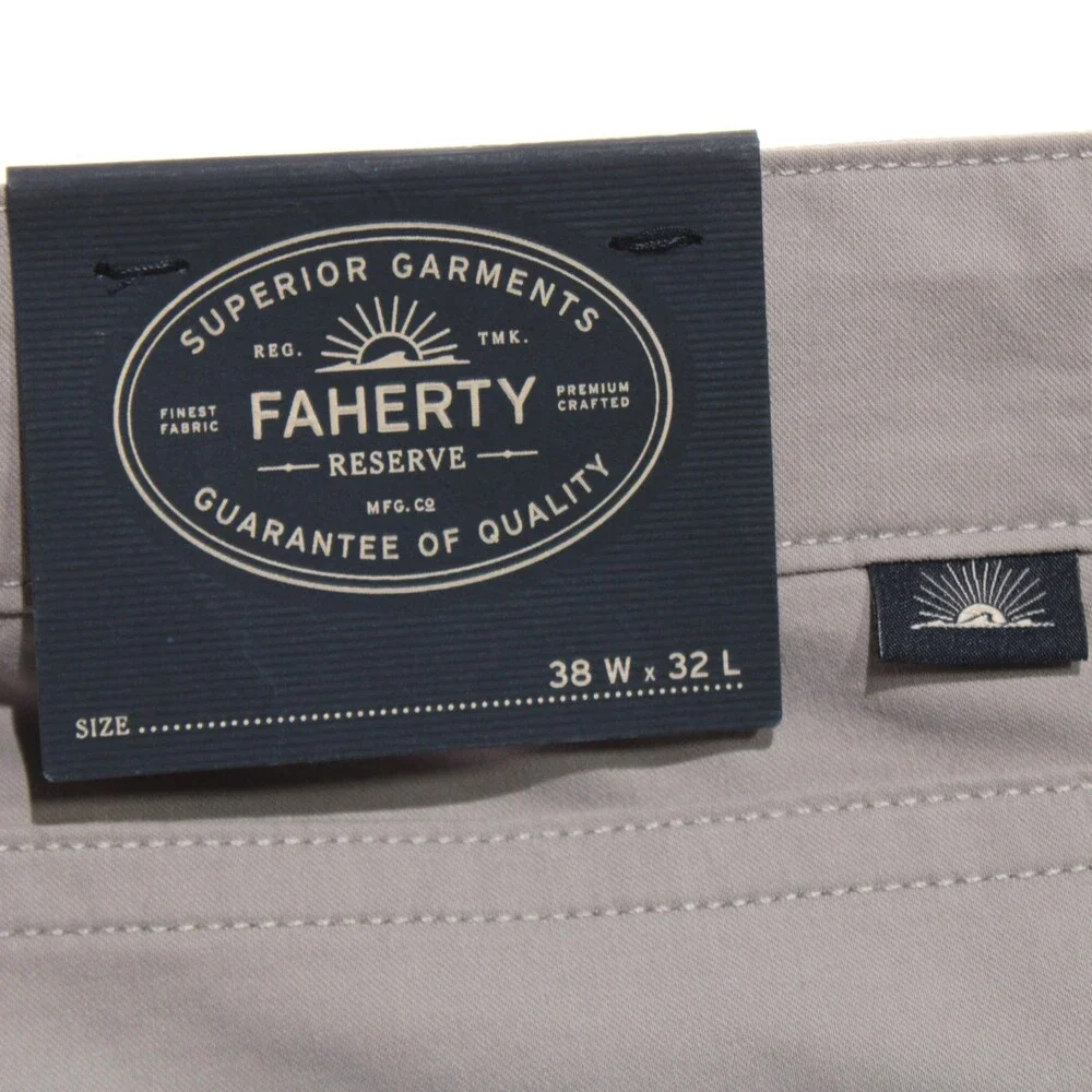 Faherty NWT 5 Pocket Jean Cut Pants Size 38 US Movement in Gray Cotton Blend
